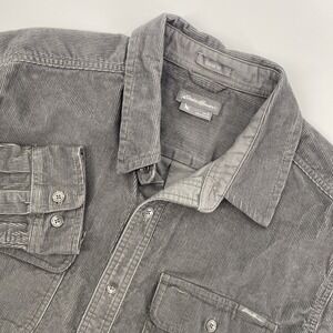 Eddie Bauer Overshirt Mens Large Gray Corduroy Shacket Elbow Patch Outdoors Work